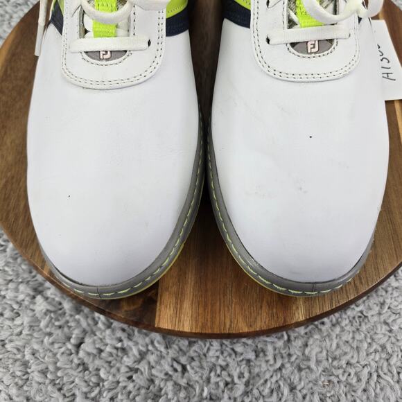 Footjoy Contour Closeout White Lime Leather Athletic Spiked Golf Cleat Men 9.5 M - Picture 5 of 14